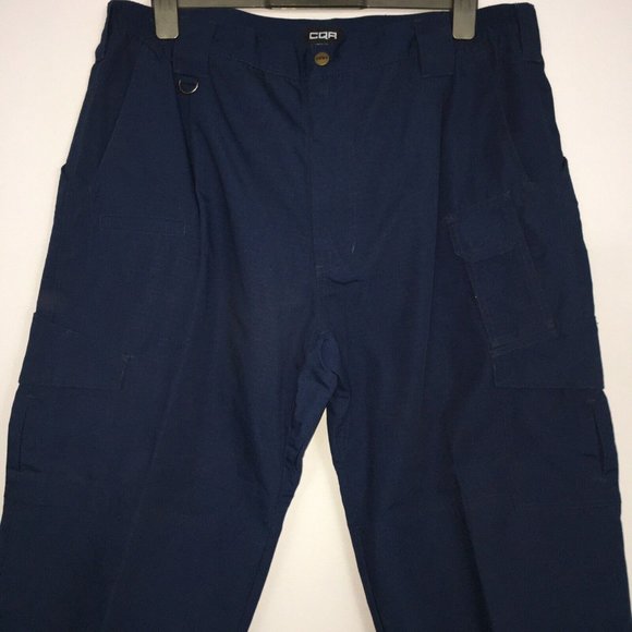 CQR Tactical Pants Mens 42W/30L Ripstop Dark Navy Cargo Pockets Elastic Waist - Picture 2 of 13
